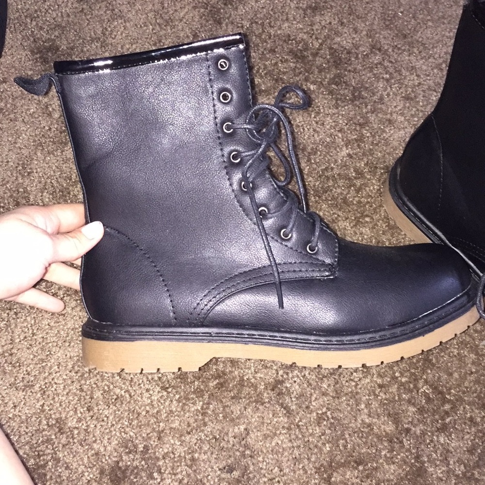 Black lace up combat boots